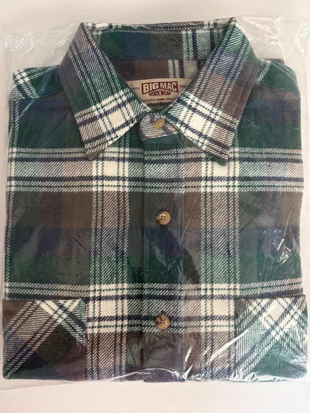 Big Mac Men's Green Plaid Flannel Shirt. Size M
